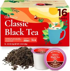 Gya Tea Co Classic Black Tea Pods (16 ct) - High Caffeine Black Tea K Pods for Morning Kick - Refresher Pods for All Day Energizing Tea Box - Ideal Tea Gifts for Tea Lovers