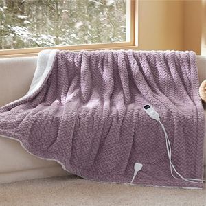 Bedsure Electric Blanket Twin - Chevron Shaggy Sherpa Heated Blanket Twin Size, Fast Heating with 6 Heating Levels & 10 Time Settings, 8 Hours Auto-Off (62x84 inches, Purple)