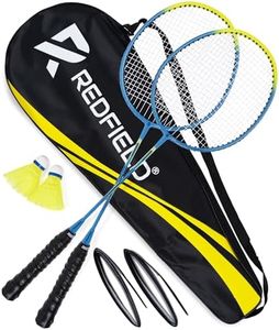Redfield Badminton Schläger Set, enthält 2 Badmintonschläger, 2 Federbälle, Trage Tasche, 2 Griffband, Federball Set für 2 Spieler, fur Sport und Unterhaltung