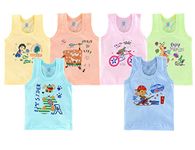 BABY ATLAS Presents Born Baby Pure Cotton Printed Innerwear baniyan Kids Vest Infants Sando Unisex Sleeveless Regular fit Undershirts for Boys and Girls Pack of 6 (2-3 Years, Multicolored)