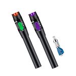 2Pcs Visual Fault Locator + FC/LC Adapter Kit, Single Mode 9/125um Adapter, Fiber Optic Cable Tester Meter for CATV Telecommunications Engineering Maintenance (Green+Purple)