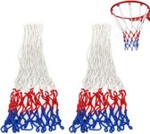 2 Pack Heavy Duty Basketball Net, All-Weather Red/White/Blue Basketball Nets, 12 Loops Basketball Net Replacement Fits Standard Indoor or Outdoor Rims