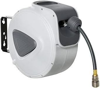 DURHAND Retractable Air Hose Reel 10m+ 90cm Hose Diameter 3/8" 9.5mm, Hose Connector 1/4" BSP, Wall Mount Auto Rewind Hose- Reel