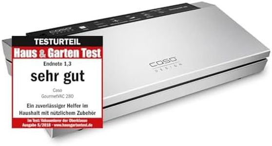CASO GourmetVAC 280 - Vakuumierer, Testurteil Sehr Gut, doppelte Schweißnaht - Kolbenpumpe (15L/min), regulierbare Vakuumstärke & Schweißzeit- Inkl. 10 Beutel 20 x 30 cm, Silber