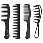 4 Pcs Wide Tooth Comb Professional Hair Comb Set Large Tooth Curly Wavy Barber Comb Shark Teeth Black Styling Large Comb for Wet Shower Detangler Detangling Curl Parting Teasing Styling Curly Hair Women Men peigne cheveux