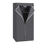 SONGMICS RYG83GY Fabric Wardrobe Folding Wardrobe with Hanging Rail, Simple Dressing Room, Organiser for Toys, Shoes, Bags, Living Room, Bedroom, Cloakroom, 75 x 45 x 160 cm, Grey