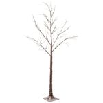 6ft Snowy Effect Brown Christmas Twig Tree Pre Lit With 96 Warm White LED