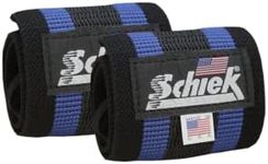 Schiek Sports Blue Line Heavy Duty Rubber Reinforced Wrist Wraps -18"-Black/Blue