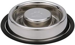 Neater Pet Brands Stainless Steel Slow Feed Bowl - Non-Tip & Non-Skid - Stops Dog Food Gulping, Bloat, Indigestion, and Rapid Eating (3/4 Cup)