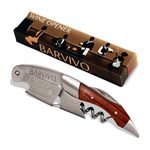 Barvivo Wine Opener with Foil Cutter and Cap Remover - Double Hinged Corkscrew for Bartenders - Stainless Steel Wine Key for Easy Bottle Opening - Manual Wine Bottle Opener - Rosewood, 12x1.5x3 cm