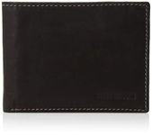 Steve Madden Men's Leather Rfid Extra Capacity Attached Flip Pocket Wallet, Black/Antique, One Size