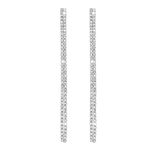 Shining Jewel - By Shivansh Crystal and AD Silver Plated Fancy Two Layer Western Style Cocktail Chandelier Shoulder Duster Long earrings for women (SJ_1946_S)