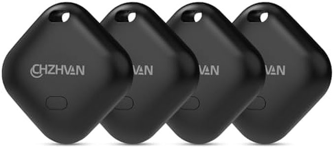 CHZHVAN Key Finder, Wallet Tracker Works with Apple Find My (iOS only), Replaceable Battery, Water-Resistant, Bluetooth Item Finder for Bags, Luggage, Pets & Backpack (Black, 4 Pack)