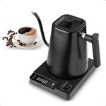 Fityou Gooseneck kettle electric, temperature control kettle, Fast Boil, Digital Display Screen, 1200W, 1L High capacity, Celsius/Fahrenheit Conversion, for Specialty Coffee and Tea, Matte Black