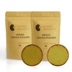 CARMEL ORGANICS Hair Color Henna & Indigo Leaves Powder Combo (100gm Each) | No Added Preservative and Additives | Non-GMO | Made By Pure And Natural Dried Leaves