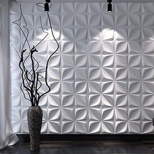 Art3d PVC 3D Wall Panels, Decorative Wall Panels for Living Room, Bedroom, Accent Wall, 50x50CM, 12 Panels, Matte White