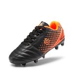 DREAM PAIRS Boys Girls SUPERFLIGHT-1K Outdoor Football Shoes Soccer Cleats Black/Orange Size 4 Big Kid