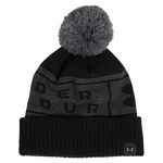 Under Armour Men's Big Logo Pom Beanie, Black (001)/Pitch Gray, One Size Fits All