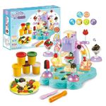 Plutofit Ice Cream Color Play-Dough Toy Set for Kids Ice Cream Maker Dough with Music Light Color Dough Set for 3 4 5 6 7 8 Years Old Boys Girls Kids