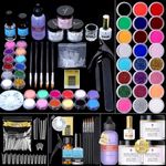 BORN PRETTY Acrylic Nail Kit with Everything, Acrylic Nail Kits Full Set Acrylic Powder and Liquid Monomer Set 24 Glitters Acrylic Nail Brush Nail Tips for Acrylic Nails Extension Beginner kit