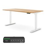 Ergotopia® Desktopia Pro X: Electric Height-Adjustable Desk, Ergonomic Office Table, 9 Memory Spaces & Smart Reminder Function (160 x 80 cm, W, Solid Oak Wood)