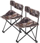 REDCAMP 2 Pack Tripod Hunting Chairs for Blinds, Portable Lightweight 3 Legged Stool Seat with Backrest, Small Folding Chairs for Travel Fishing Camping, Camouflage