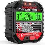 Socket Tester RCD Plug Outlet Tester UK, Electrical Receptacle Detector with LCD Display, 90-250V Power Socket Automatic Electric Circuit Polarity Breaker Finder (HT107E)