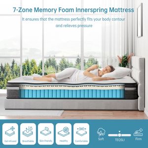TeQsli 10-Inch Double Hybrid Mattress – Medium Firm Comfort