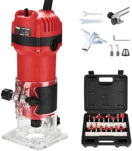 TEENO - Wood Router, 800W Compact Router Tools for Woodworking, 31000 RPM with 15pcs 1/4" Router Bits, Edge Guide, Roller Guide and Toolbox