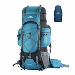 TRAWOC Peakpro 75 Liter Travel Blue Backpack For Hiking Trekking Bag Camping Rucksack With Laptop Compartment/Rain Cover/Shoe Compartment Bhk002, 3 Year Warranty, Shamrock