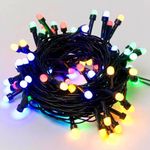 GIGAWATTS LYCODI 28M Serial String Light Fairy Rice Lights with LED Bulb & 8 Modes Controller Indoor Outdoor Decoration for Wedding Home Festival Diwali Christmas & Party (Multicolour, 10 Pcs)