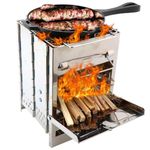 CONSILA Wood Stove Folding Charcoal Barbecue Grill Fold up Foldable Bbq Grill Collapsible Bbq Grill Collapsible Grill Camping Bbq Camping Grill Rack Cooking Utensils Stainless Steel Portable Travel