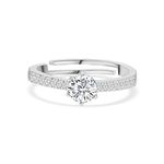 Ornate Jewels 925 Silver 1.5 Carat American Diamond Solitaire Adjustable Ring for Women and Girls | with Certificate of Authenticity & 925 Stamp | Life-time Warranty*