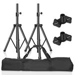 EMART PA Speaker Stands Pair, Adjustable Height Professional Heavy Duty DJ Tripod with Mounting Bracket and Carrying Bag, Extend from 38 to 71 inches - Supports 132 lbs