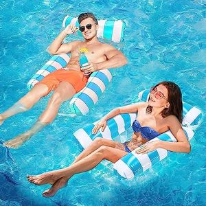 2-Pack Inflatable Pool Float Chair,Swimming Pool Floats,Water Hammock Floatie Raft Recliner with Bottom Mesh Pool Toys for Adults Swim Floating Party Vacation Fun and Rest