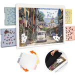Playboda 1500 Pieces Rotating Plastic Puzzle Board with Drawers and Cover, 35"x27" Portable Spinning Jigsaw Puzzle Table for Adults, Upgraded Lazy Susan, Ideal Gift for Mum