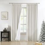 Pinch Pleated Blackout Curtain Panels with Full Blackout Liner Linen Texture Thermal Insulated Window Treatment Sets with Back Tab for Living Room Bedroom Drape with 9 Hooks, 40"x95"x2, Natural