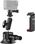 UURig SC-01 Suction Mount 3" for Vlogging Action Camera Car Mount w Smartphone Clamp for iPhone 14 13 Pro Max, 1/4" Magic Arm Adapter Mount Desk Suciton Mount for Car Windshield Window