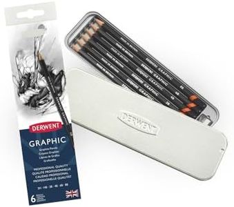 Derwent Graphic Graphite Drawing Pencils, Set of 6 with Sharpener, Professional Quality, 700835