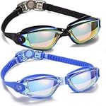 Yizerel Swim Goggles, 2 Pack Swimming Goggles for Adult Men Women Youth Kids Child, No Leaking Anti Fog UV 400 Protection Waterproof 180 Degree Clear Vision Triathlon Pool Goggles