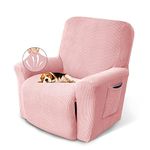 KEKUOU Recliner Chair Covers Lazy Boy Recliner Covers Stretch Couch Cover Slipcovers 1 Piece Furniture Protector with Elastic Bottom for Dog,Kids.(Recliner, Dusty Pink)