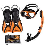 Seavenger Hanalei Anti-Fog 4-Piece Snorkeling Set (Kids-Orange Peel, X-Small)