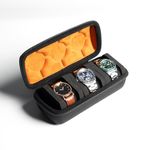 AUKURA 3 slots hard watch travel case, hard watch roll case for travel and storage with Microfiber Lining