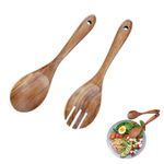 2 Pieces Salad Servers, Salad Tongs, Wooden Salad Servers, Salad Serving Spoons, for Serving Salad, Pasta, Fruit, Hand Carved Wooden Kitchen Utensils