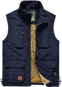 Flygo Men's Casual Lightweight Outdoor Travel Fishing Hunting Vest Jacket with Pockets (Blue, Small)