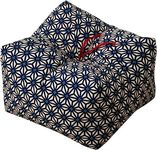 EMOOR Japanese Buckwheat Hulls Seiza Cushion Large 10x10x7in Made in Japan (Hemp-Leaves Blue), Natural Buckwheat Husks Sobagara Floor Sitting Pillow Tatami Cool Nap Side Sleepers