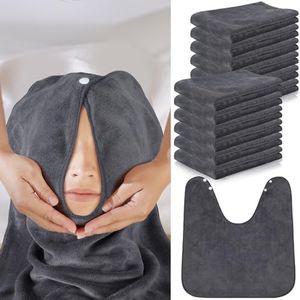 VitalCozy 12 Pieces Facial Towels Split Design Soft Esthetician Towels Removing Spa Microfiber Face Cloth for Home Salon Facial Steam Massage and Cleansing(Dark Gray)