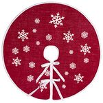 N&T NEITING Christmas Tree Skirt, Snowflake Printed Round Burlap Tree Skirt, Suitable for Xmas Tree, Santa Claus Holiday Decorations (30 Inch, Red)