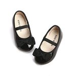 THEE BRON Toddler Shoes Ballet Shoes for Girls Wedding Party Dress Flats(CA-G02 Toddler,Black 5M)