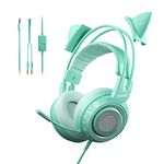 SOMiC G951S Green Gaming Headset with Microphone for PS4, PS5, Xbox One, PC, Cat Ear Headphones Over Ear with in-Line Mic Control, Stereo Sound for Girls, Woman